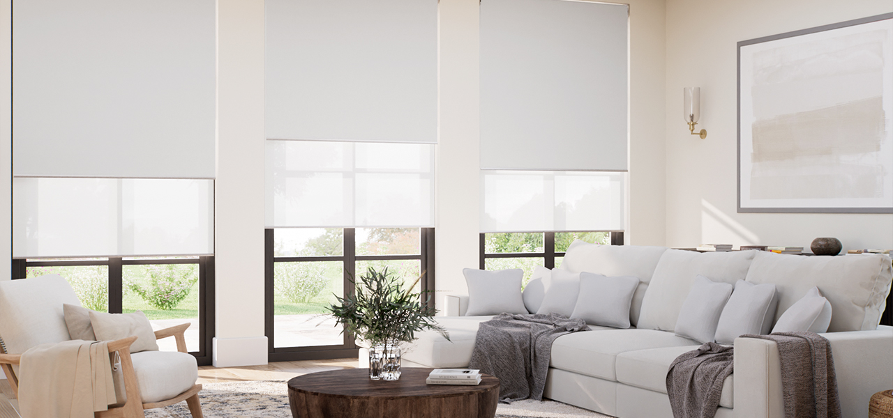 遮光ファッジ＆アイスホワイト ダブルロールスクリーン ロール スクリーン 二 重、ダブルロールスクリーンはTuiss