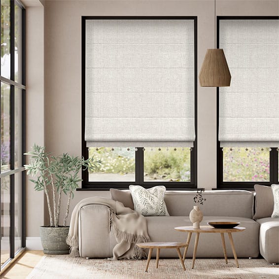 アーカス スノー＆フォーン ポンポントリム ローマンシェード