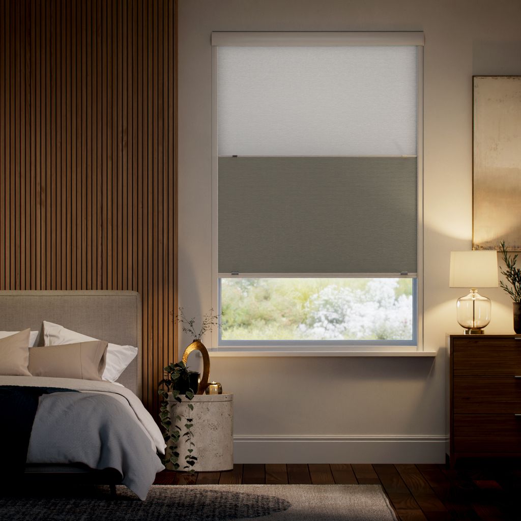 【高遮光フレーム付】ツインハニカム ゲインズボログレー ハニカムシェード