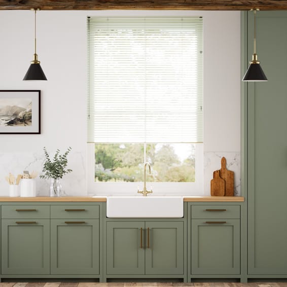 【つっぱり式】エッセンス　ペールグリーン アルミブラインド