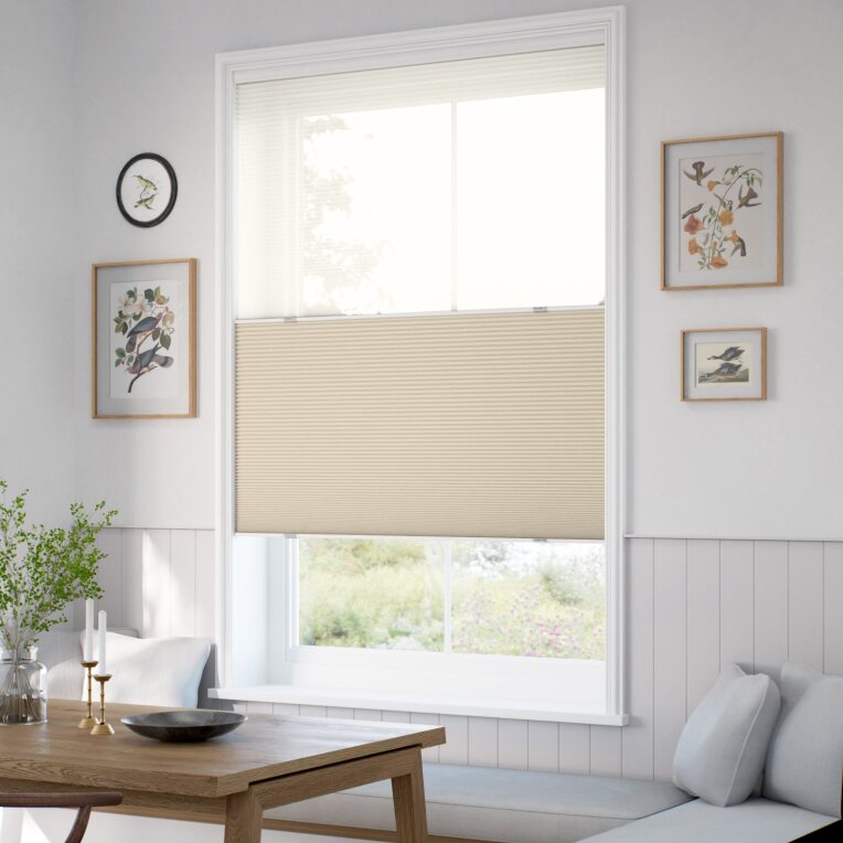 【つっぱり式】コードレス ツインハニカム シアーベージュ ハニカムシェード