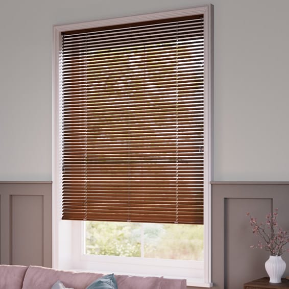 突っ張り式】ウッド調 ブラウン アルミブラインド