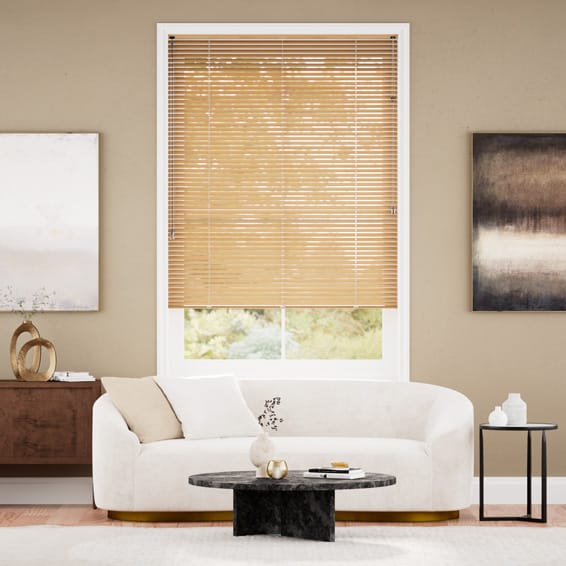 【つっぱり式】ウッド調　ナチュラル アルミブラインド