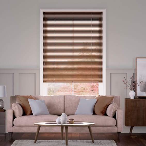 【突っ張り式】ウッド調　オーク アルミブラインド
