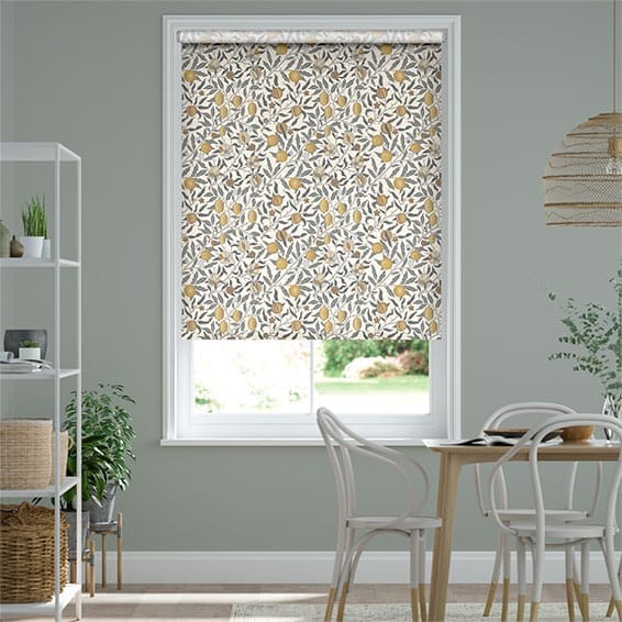 【つっぱり式】ウィリアムモリス　フルーツ　プリムローズ ロールスクリーン　-プルコード式-