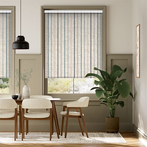 チョイス　ツイルストライプリネン　リボンブルー ロールスクリーン