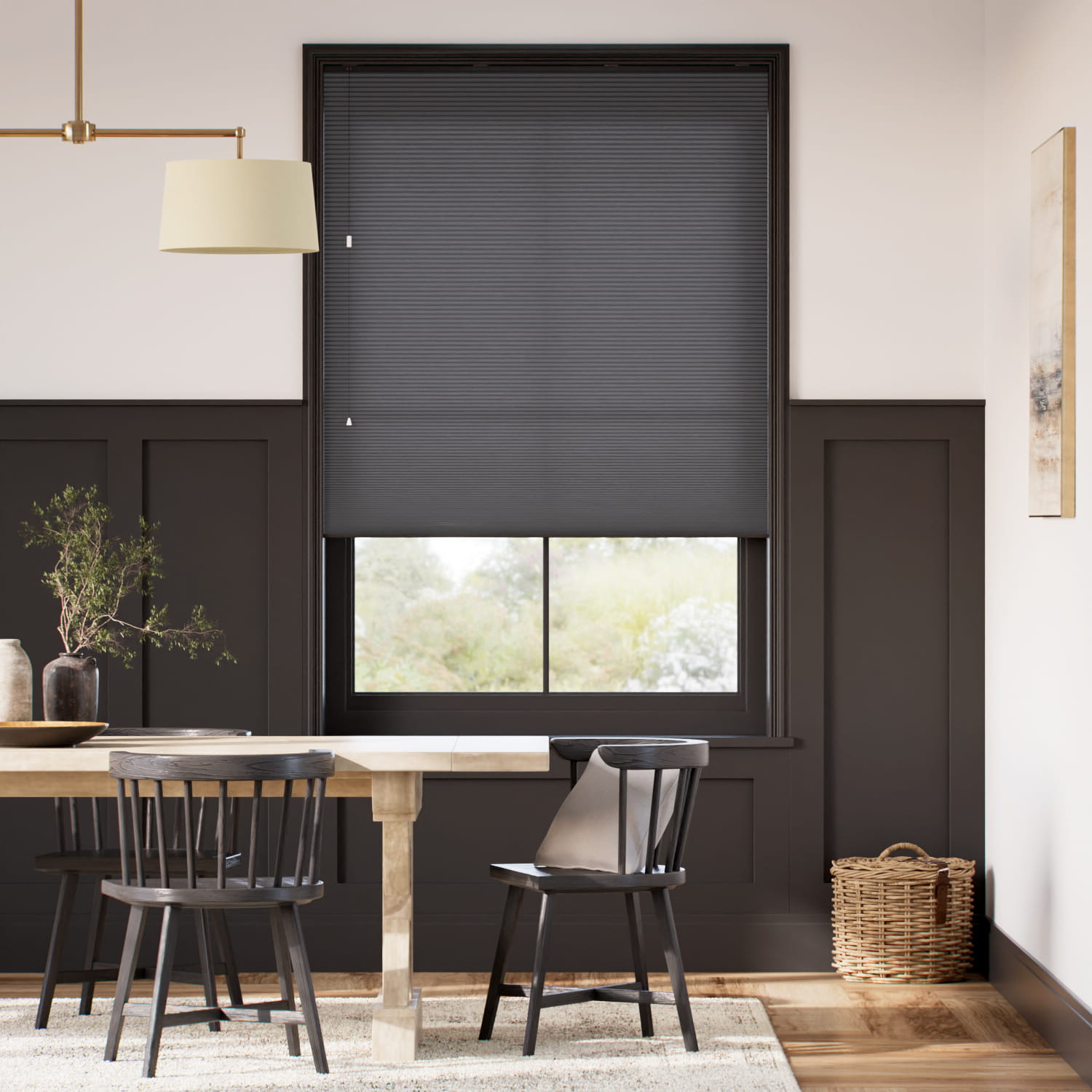 【つっぱり式】採光ハニカム アンスラサイト ハニカムシェード