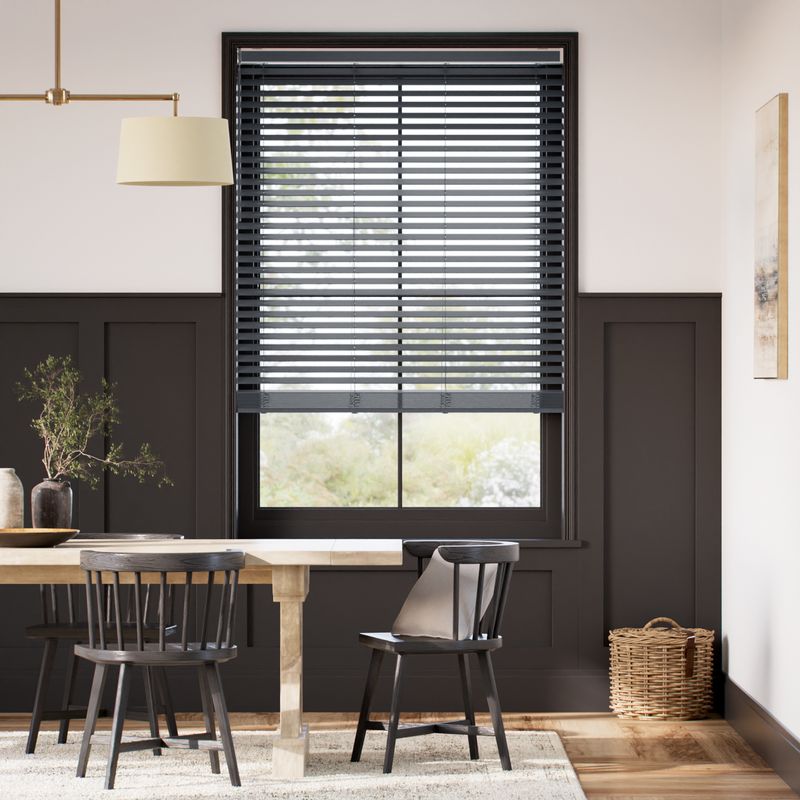 コードレス ナチュラル ダークグレー ウッドブラインド