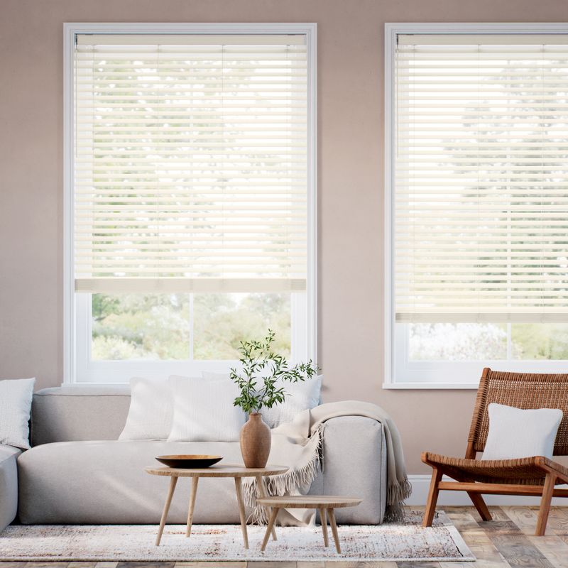 コードレス ラスティック ホワイト ウッドブラインド