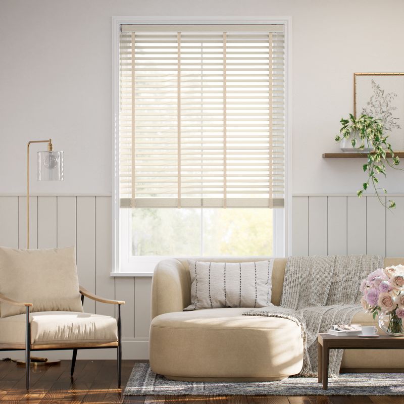 コードレス シンプル オフホワイト＆アイボリー ウッドブラインド