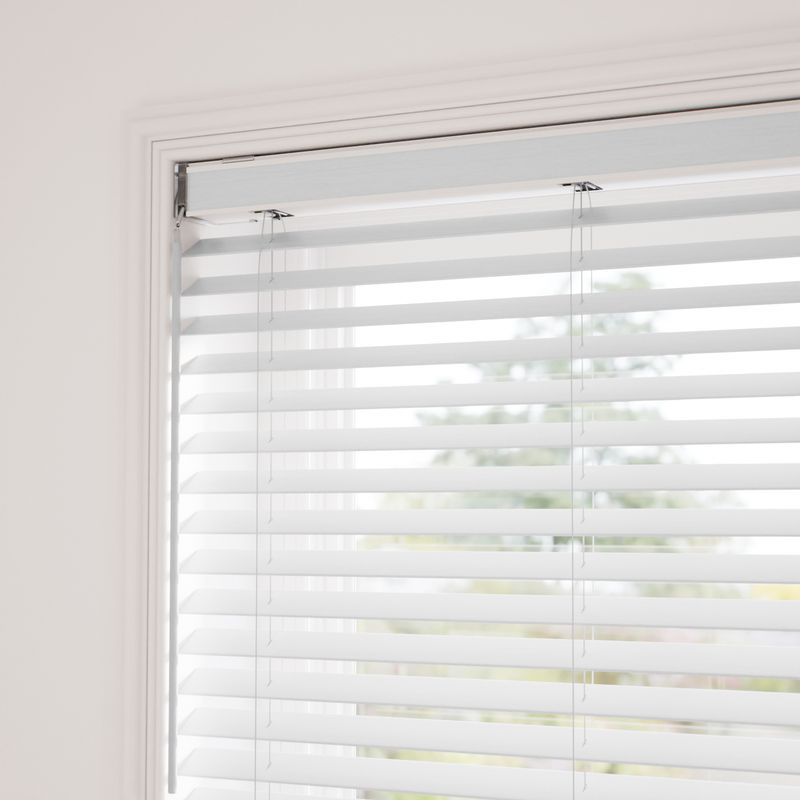 コードレス シンプル ピュアホワイト ウッドブラインド