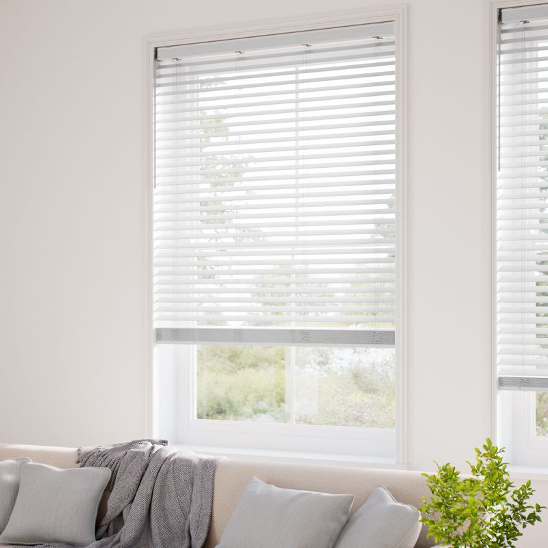 コードレス シンプル ピュアホワイト ウッドブラインド