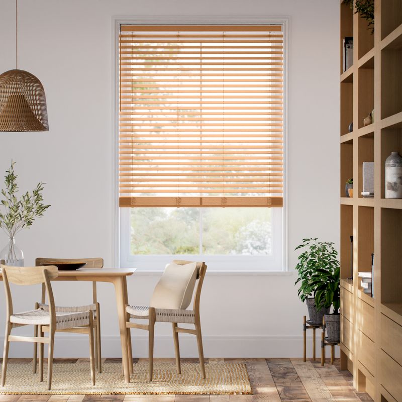 コードレス シンプル ウォームメープル ウッドブラインド
