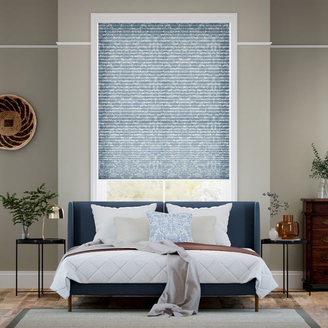 コードレス採光ハニカム ウィリアムモリス サンフラワー ビンテージブルー シェード