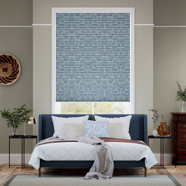 コードレス遮光ハニカム ウィリアムモリス サンフラワー ビンテージブルー シェード