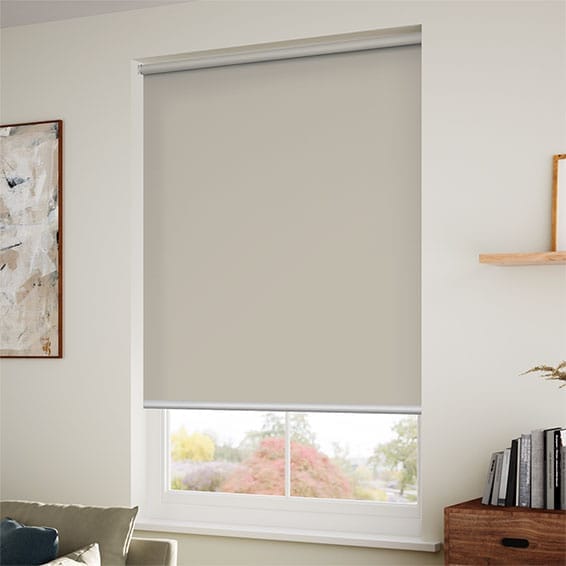 カーテンレール可】遮光 グレージュ ロールスクリーン -プルコード式-