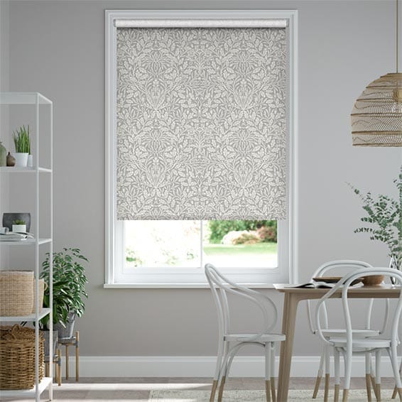 【カーテンレール可】ウィリアムモリス　エイコーン　ダヴ ロールスクリーン　-プルコード式-