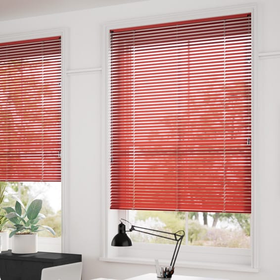カーテンレール可】エッセンス レッド アルミブラインド