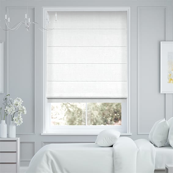 【カーテンレール可】ビジュリネン　ホワイト ローマンシェード