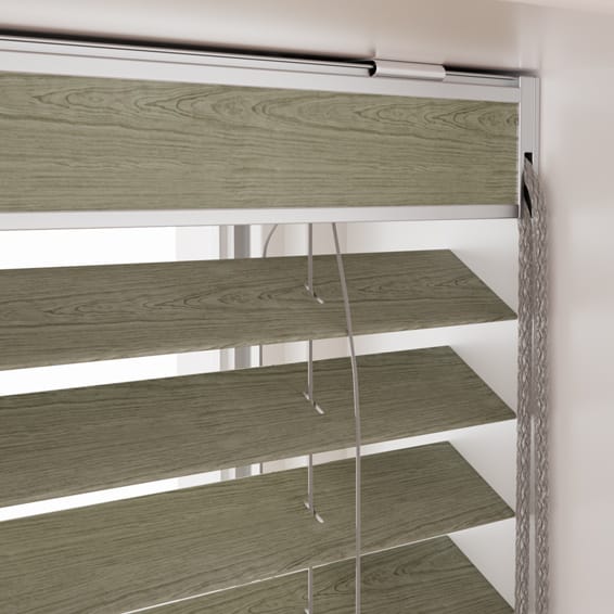 カーテンレール可】ラスティック カーキ ウッドブラインド