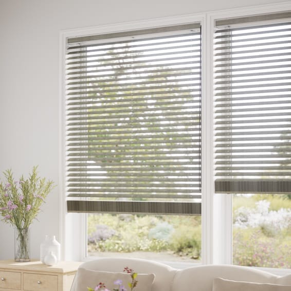 カーテンレール可】ラスティック カーキ ウッドブラインド