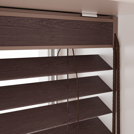 カーテンレール可】ラスティック ウォルナット ウッドブラインド