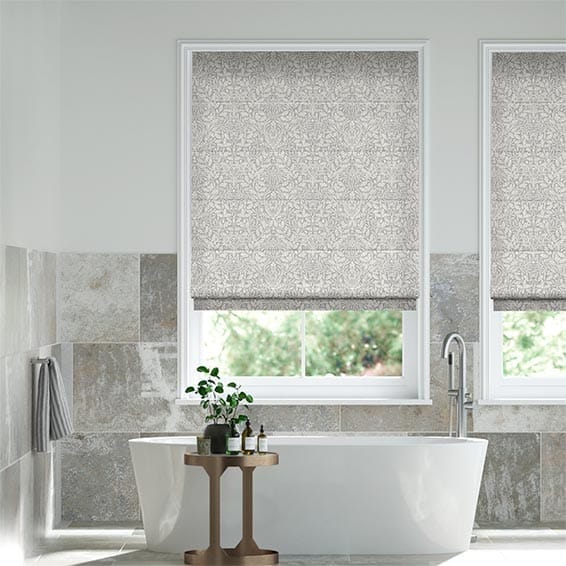 【カーテンレール可】ウィリアムモリス　エイコーン　ダヴ ローマンシェード