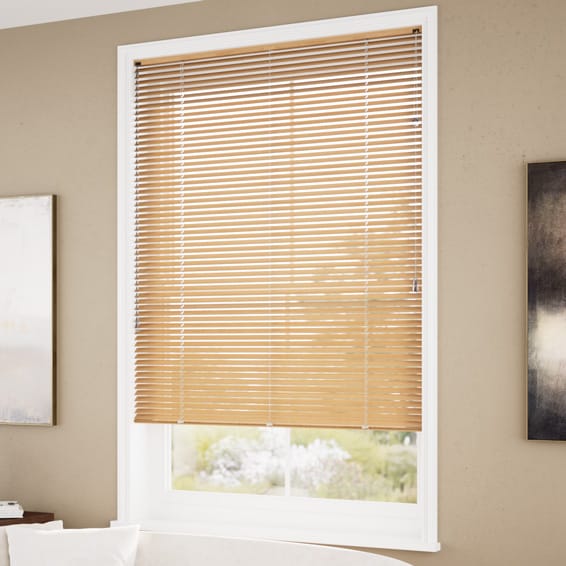 カーテンレール可】ウッド調 ナチュラル アルミブラインド