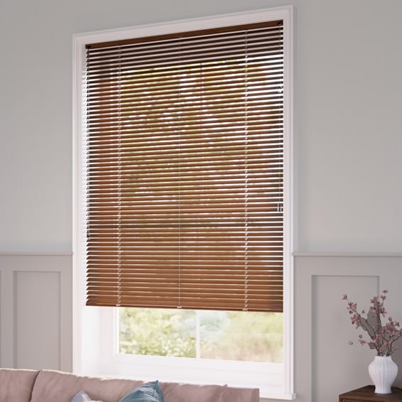 カーテンレール可】ウッド調 オーク アルミブラインド