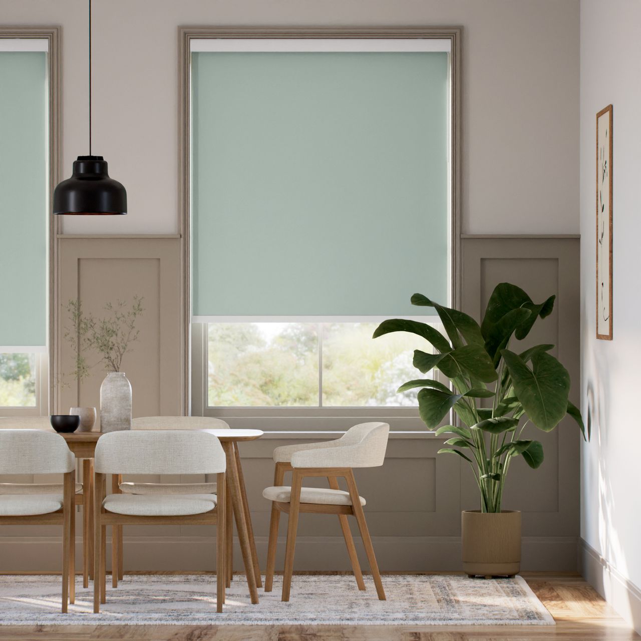 【カーテンレール可】遮光 アクア ロールスクリーン