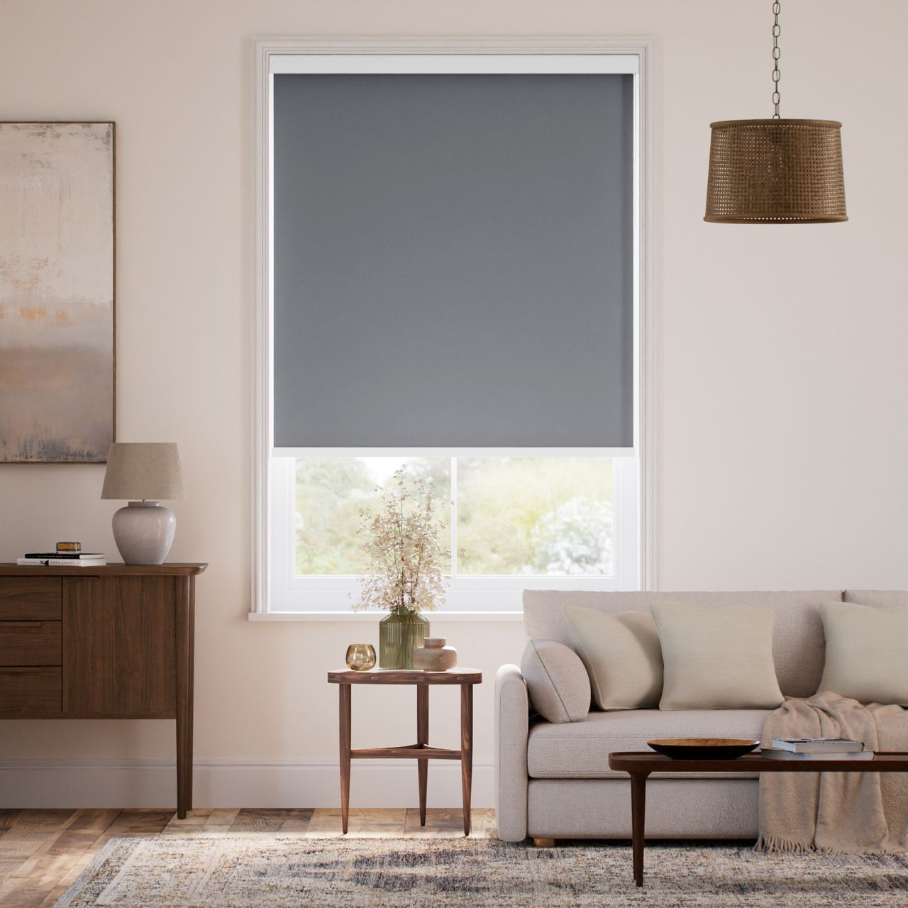 【カーテンレール可】遮光 ブルーフォグ ロールスクリーン