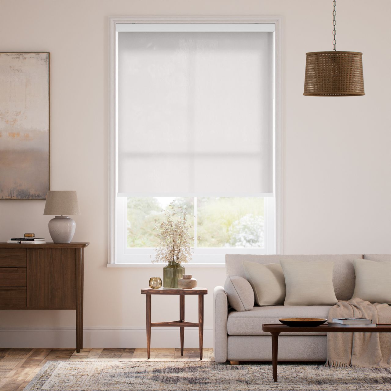 【カーテンレール可】非遮光テクスチャードホワイト ロールスクリーン