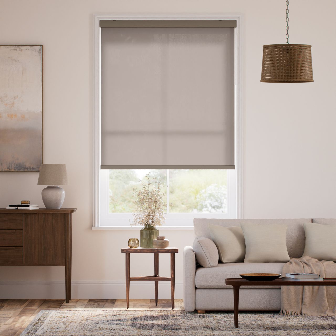 【カーテンレール可】非遮光 ブラウン ロールスクリーン