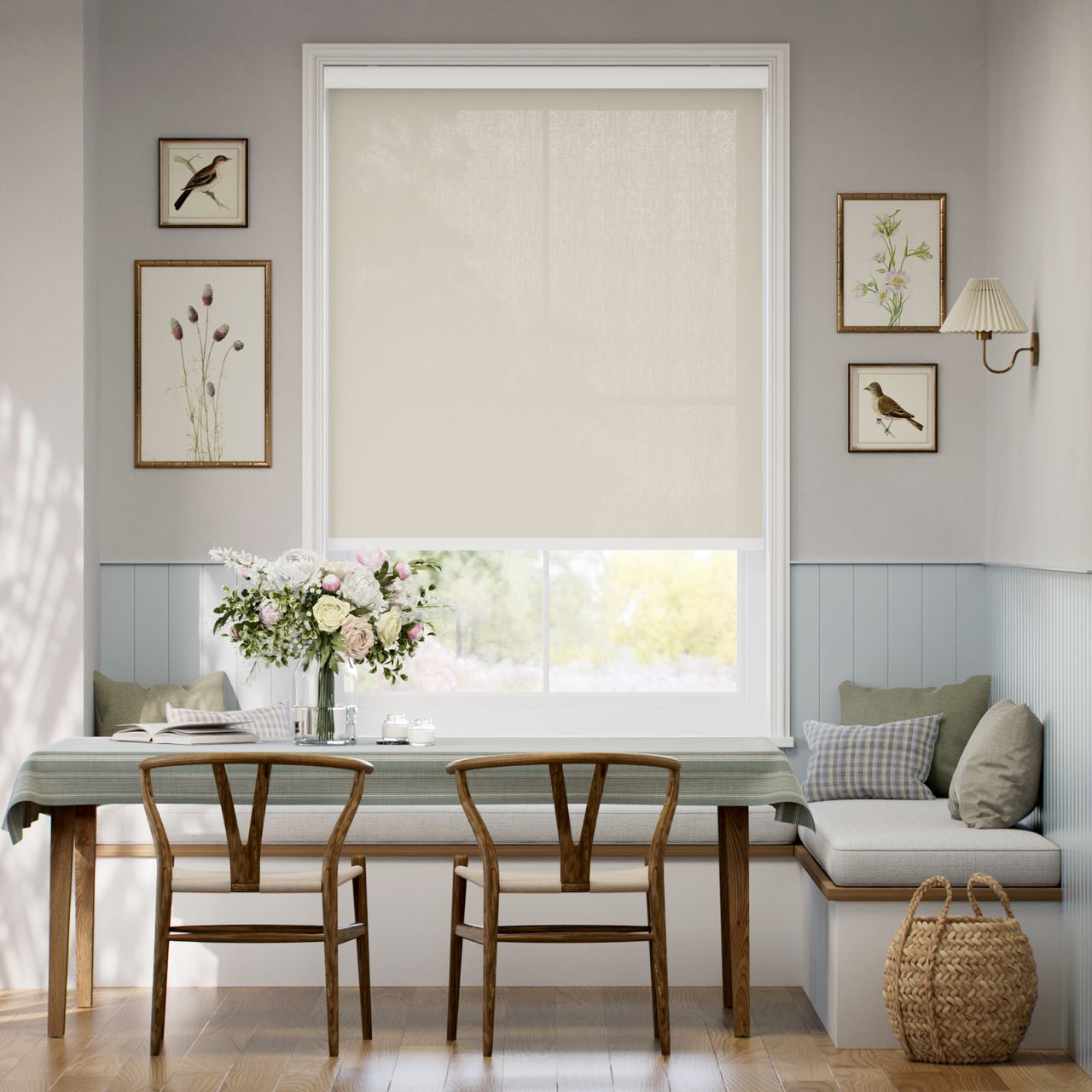 【カーテンレール可】非遮光 ライトベージュ ロールスクリーン