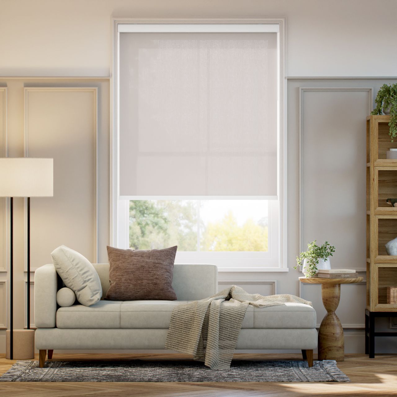 【カーテンレール可】非遮光 グレー ロールスクリーン