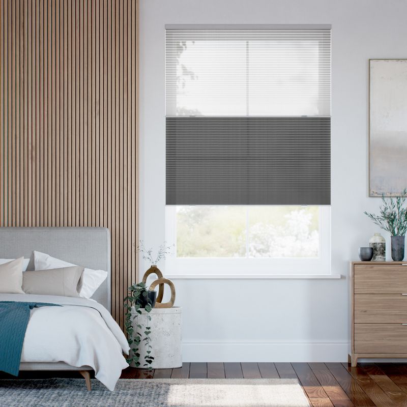 コードレス リネンツインハニカム リネンシアークリアホワイト × リネンチャコールグレー ハニカムシェード