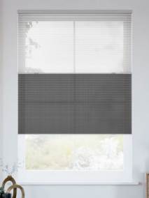 コードレス リネンツインハニカム リネンシアークリアホワイト × リネンチャコールグレー ツインハニカムシェード サムネイル写真