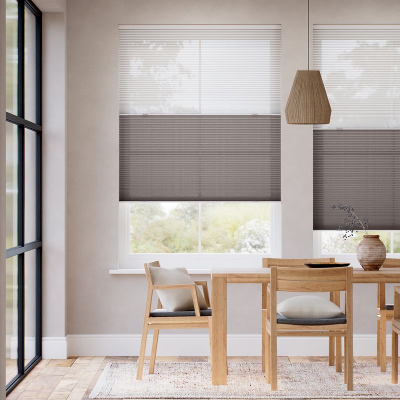 コードレス リネンツインハニカム リネンシアークリアホワイト × リネンモダンブラウン ハニカムシェード