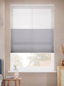 コードレス リネンツインハニカム リネンシアークリアホワイト × リネンモダングレー ツインハニカムシェード サムネイル写真