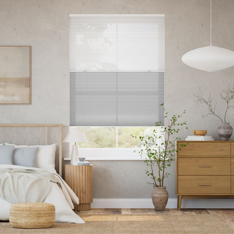 コードレス リネンツインハニカム リネンシアークリアホワイト × リネンモダンライトグレー ハニカムシェード