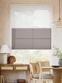 コードレス リネンツインハニカム リネンシアークリアホワイト × リネンライトブラウン ツインハニカムシェード サムネイル写真