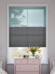 コードレス リネンツインハニカム リネンシアーグリーン × リネンチャコールグレー ツインハニカムシェード サムネイル写真