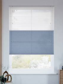 リネンツインハニカム リネンシアークリアホワイト × リネンモダンブルー  ツインハニカムシェード サムネイル写真