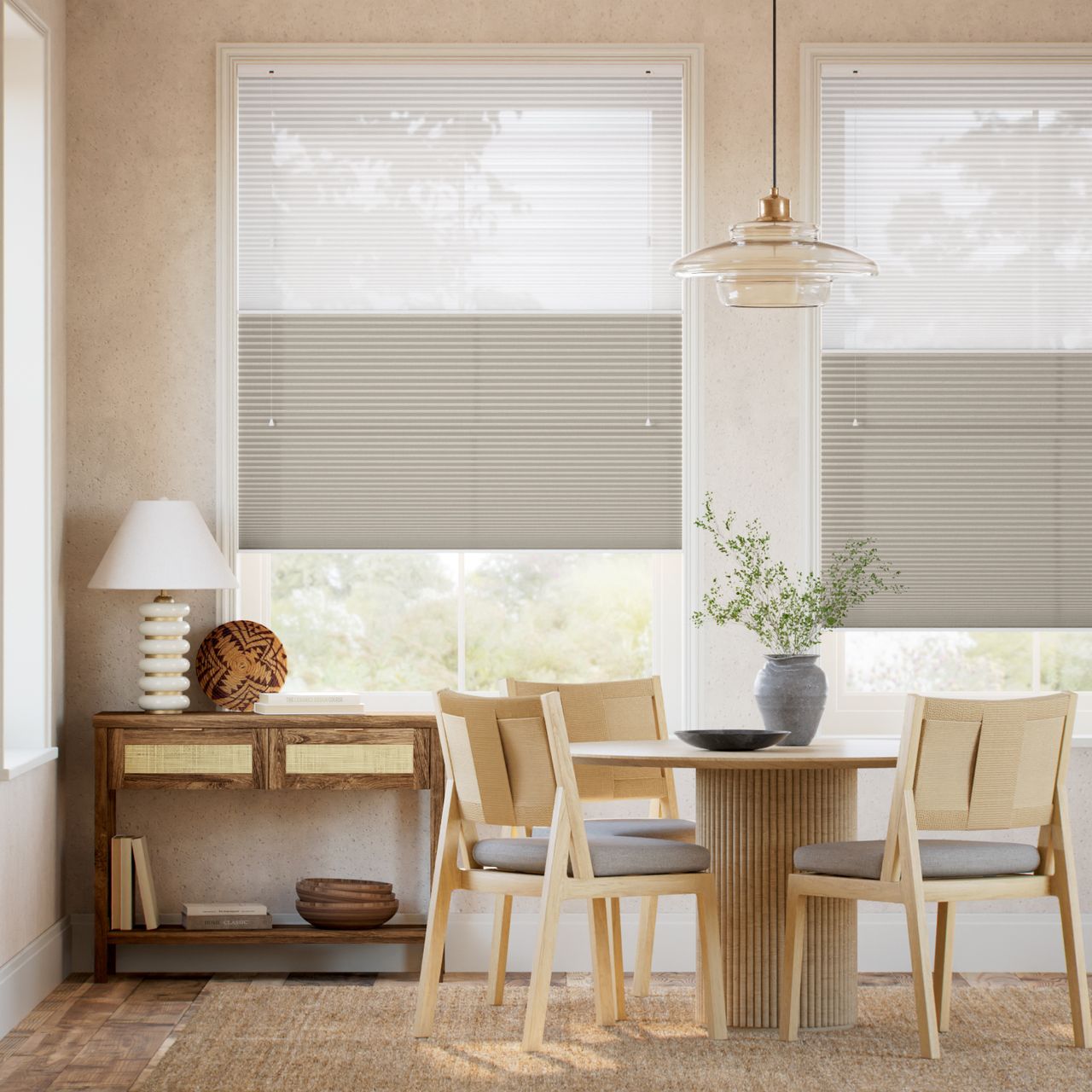 リネンツインハニカム リネンクリアホワイト × リネンストーン  ハニカムシェード