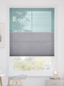 リネンツインハニカム リネンシアーグリーン × リネンモダングレー ツインハニカムシェード サムネイル写真