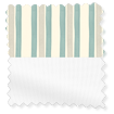 ハンドペイントストライプ 遮光ダックエッグ＆ホワイト ダブルロールスクリーン サンプルの写真