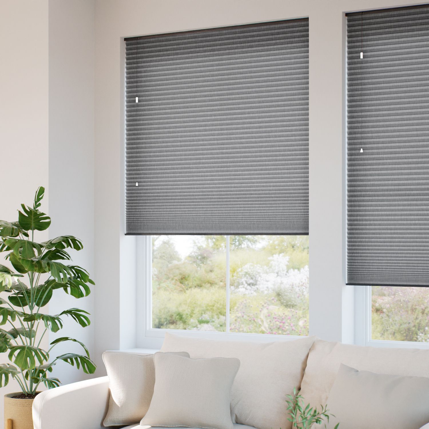 採光リネンハニカム チャコールグレー ハニカムシェード