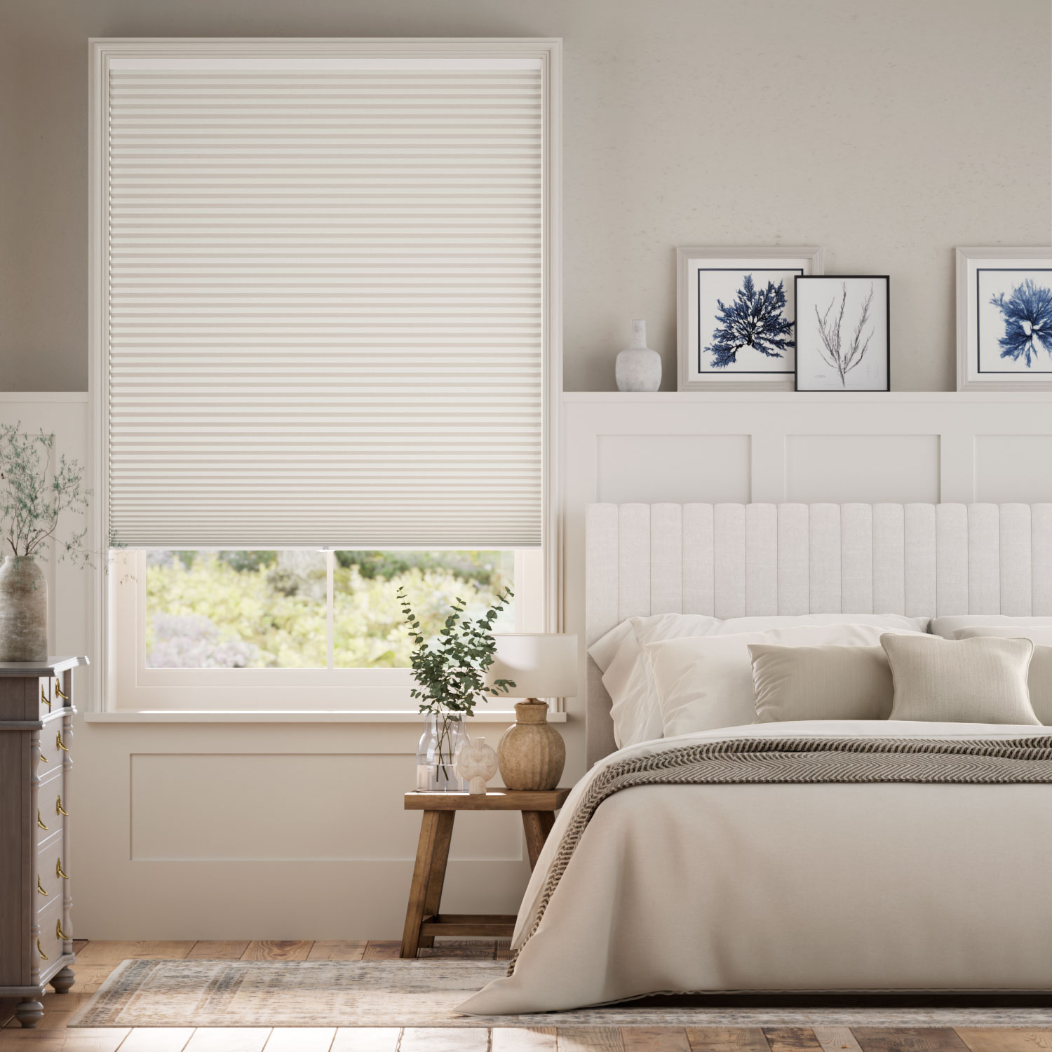  電動 遮光ハニカム アイボリー ハニカムシェード