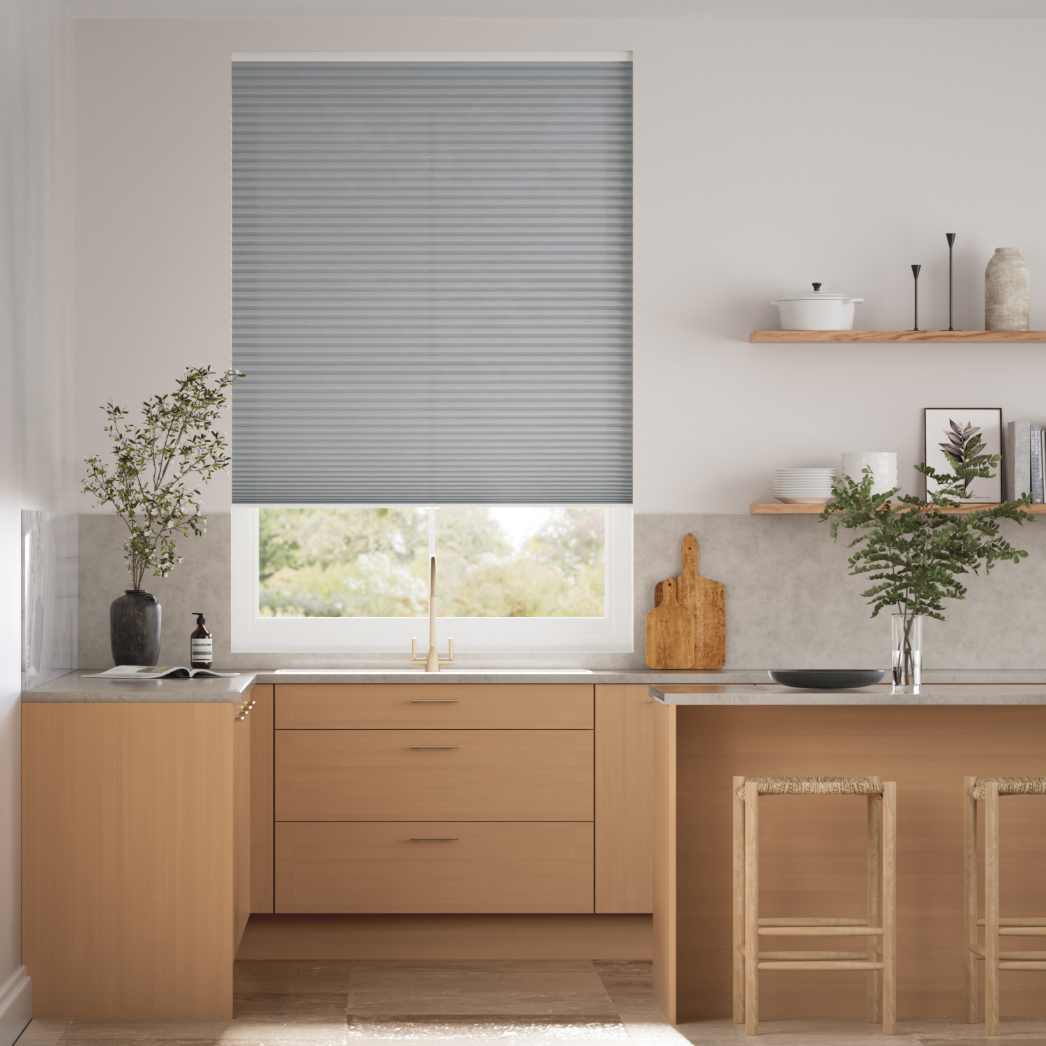 電動 採光ハニカム ニッケル・グレー ハニカムシェード