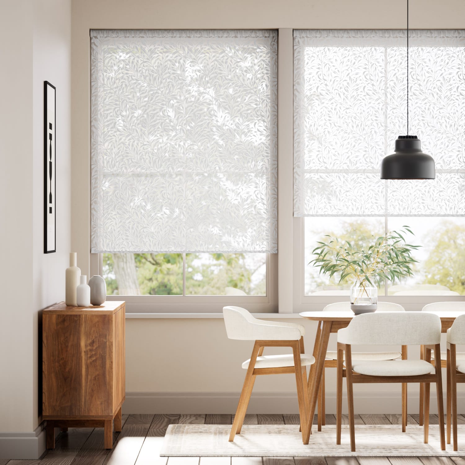 電動 ウィリアムモリス ウイローバウ シルバー ボイル ロールスクリーン